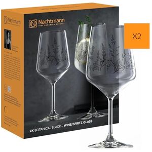 Nachtmann Set di 2 bicchieri da vino, 630 ml, Tattoo Botanical, , con design floreale, colore nero, vetro di cristallo, bicchieri aperitivi lavabili in lavastoviglie Nachtmann Set di 2 bicchieri da vino, 630 ml, Tattoo Botanical, , con design floreale, colore nero, vetro di cristallo, bicchieri aperitivi lavabili in lavastoviglie