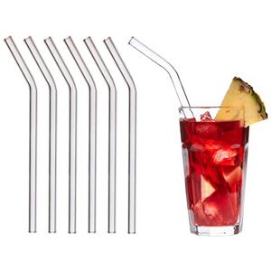 TFA Dostmann GlasWerk cannucce in vetro CURVED, , confezione da 6, lavabile in lavastoviglie, per cocktail, tè freddo, limonata, caffè freddo TFA Dostmann GlasWerk cannucce in vetro CURVED, , confezione da 6, lavabile in lavastoviglie, per cocktail, tè freddo, limonata, caffè freddo