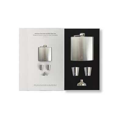 Society Paris Stainless Steel Flask and Shotglass Set fiaschetta e bicchierini da liquore in acciaio inox di colore argento, 175 ml, dimensioni: 22,5 cm x 13 cm x 5 cm, Society Paris Stainless Steel Flask and Shotglass Set fiaschetta e bicchierini da liquore in acciaio inox di colore argento, 175 ml, dimensioni: 22,5 cm x 13 cm x 5 cm,