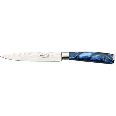 Rio Sunrise Collection Coltello multiuso da 5 pollici, acciaio inossidabile con manici in resina, blu zaffiro Rio Sunrise Collection Coltello multiuso da 5 pollici, acciaio inossidabile con manici in resina, blu zaffiro