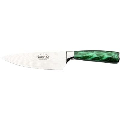 Rio Coltello da chef Sunrise Collection 6", acciaio inossidabile con manici in resina, verde smeraldo Rio Coltello da chef Sunrise Collection 6", acciaio inossidabile con manici in resina, verde smeraldo