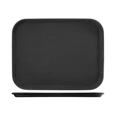 H&H Vassoio Antiscivolo Rettangolare, Plastica, Nero, 35 x 25 cm H&H Vassoio Antiscivolo Rettangolare, Plastica, Nero, 35 x 25 cm