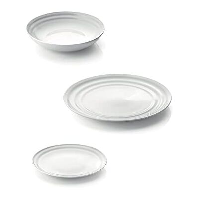 Guzzini Gocce, EVERYDAY, Set 6 Posti Tavola in Porcellana Bianco, (Dinner plate) Ø27,8 cm; (Soup plate) Ø20,3 cm; (Fruit plate) Ø19,7 cm Guzzini Gocce, EVERYDAY, Set 6 Posti Tavola in Porcellana Bianco, (Dinner plate) Ø27,8 cm; (Soup plate) Ø20,3 cm; (Fruit plate) Ø19,7 cm