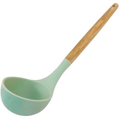 Fackelmann Mestolo da cucina in silicone, utensile con manico con manico in legno di Hevea, temperatura massima consigliata 230°C, lavare a mano, dimensioni 31,5x8x5cm, Linea Ocean Fackelmann Mestolo da cucina in silicone, utensile con manico con manico in legno di Hevea, temperatura massima consigliata 230°C, lavare a mano, dimensioni 31,5x8x5cm, Linea Ocean
