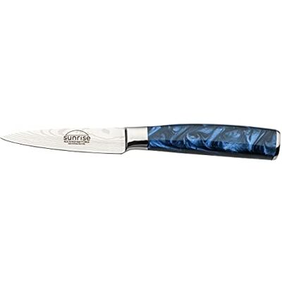 Rio Coltello multiuso Sunrise Collection da 3,5 pollici, acciaio inossidabile con manici in resina, blu zaffiro, Rio Coltello multiuso Sunrise Collection da 3,5 pollici, acciaio inossidabile con manici in resina, blu zaffiro,