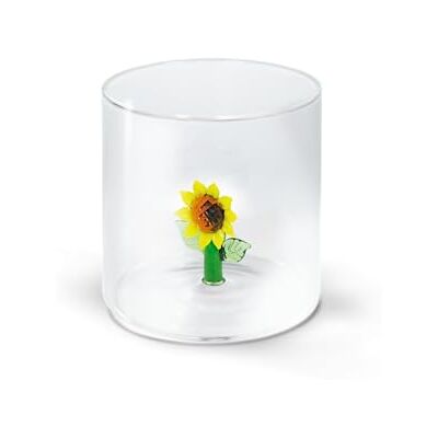 Western Digital Bicchiere in vetro borosilicato. Capacità 250 ml. Decoro girasole. Western Digital Bicchiere in vetro borosilicato. Capacità 250 ml. Decoro girasole.