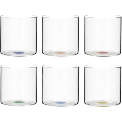 H&H Set 12 Bicchieri in Vetro Borosilicato 33 cl con Fondo Colorato (6 Colori), Bicchieri Trasparenti Design Moderno, Ideali come Segnaposto Tavola e Set Coordinato H&H Set 12 Bicchieri in Vetro Borosilicato 33 cl con Fondo Colorato (6 Colori), Bicchieri Trasparenti Design Moderno, Ideali come Segnaposto Tavola e Set Coordinato