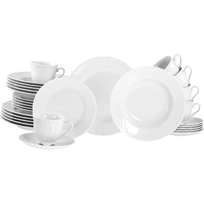 Creatable , , set di stoviglie da 30 pezzi, per 6 persone, servizio combinato in porcellana, lavabile in lavastoviglie e microonde, made in Europe Creatable , , set di stoviglie da 30 pezzi, per 6 persone, servizio combinato in porcellana, lavabile in lavastoviglie e microonde, made in Europe
