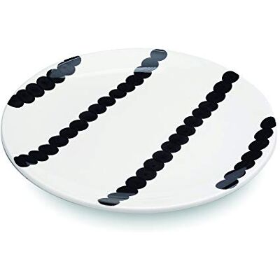 Zafferano Serie Stoneware Dalmata Piatto in Porcellana, Diametro 270 mm, Decoro Strisce Bianco e Nero, Lavabile in Lavastoviglie, Confezione 6 Pezzi Zafferano Serie Stoneware Dalmata Piatto in Porcellana, Diametro 270 mm, Decoro Strisce Bianco e Nero, Lavabile in Lavastoviglie, Confezione 6 Pezzi