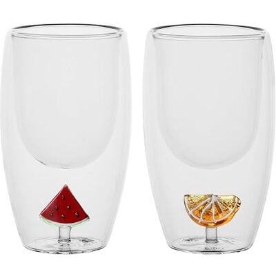THUN Set 2 bicchieri bibita con frutta Eleganza Esotica Vetro borosilicato, 350ML 8,5X15H CM THUN Set 2 bicchieri bibita con frutta Eleganza Esotica Vetro borosilicato, 350ML 8,5X15H CM