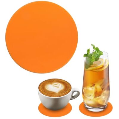 Beichi Sottobicchiere in silicone, sottobicchiere in silicone rotondo, antiscivolo, lavabile, sottobicchiere, decorativo, per bicchiere di pinta di birra, tazze da caffè, tazze da tè e bottiglie arancione Beichi Sottobicchiere in silicone, sottobicchiere in silicone rotondo, antiscivolo, lavabile, sottobicchiere, decorativo, per bicchiere di pinta di birra, tazze da caffè, tazze da tè e bottiglie arancione