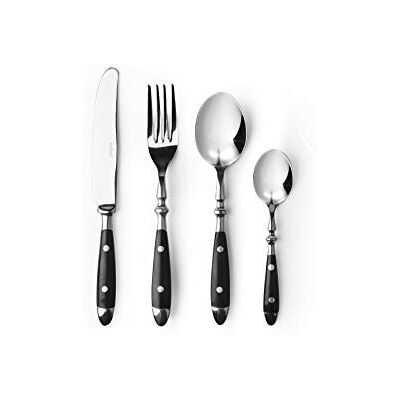 Modello Excelsa - Set di 24 Posate - Acciaio Inox con Finitura Nera Modello Excelsa - Set di 24 Posate - Acciaio Inox con Finitura Nera