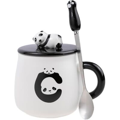 lachineuse Tazza da collezione Panda, con coperchio e cucchiaio, capacità: lachineuse Tazza da collezione Panda, con coperchio e cucchiaio, capacità: