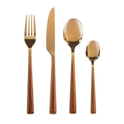 H&H Servizio 24 Posate Tavola Sylva in Acciaio Inox Oro Lucido, Manico in ABS Effetto Legno – 6 Cucchiai, 6 Forchette, 6 Coltelli, 6 Cucchiaini – Lavabili in Lavastoviglie H&H Servizio 24 Posate Tavola Sylva in Acciaio Inox Oro Lucido, Manico in ABS Effetto Legno – 6 Cucchiai, 6 Forchette, 6 Coltelli, 6 Cucchiaini – Lavabili in Lavastoviglie