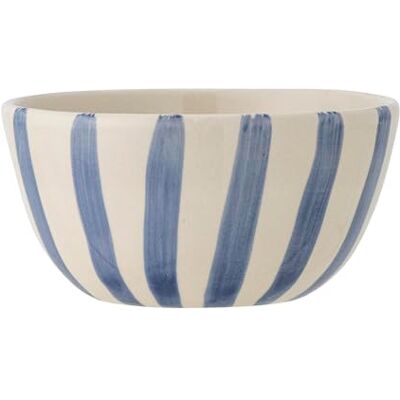 Bloomingville Creative Collection Begonia Ciotola in gres porcellanato dipinto a mano con motivo a righe, lavabile in lavastoviglie, microonde e forno, 500 ml, diametro: 14 cm, altezza: 7 cm, colore: Blu Bloomingville Creative Collection Begonia Ciotola in gres porcellanato dipinto a mano con motivo a righe, lavabile in lavastoviglie, microonde e forno, 500 ml, diametro: 14 cm, altezza: 7 cm, colore: Blu