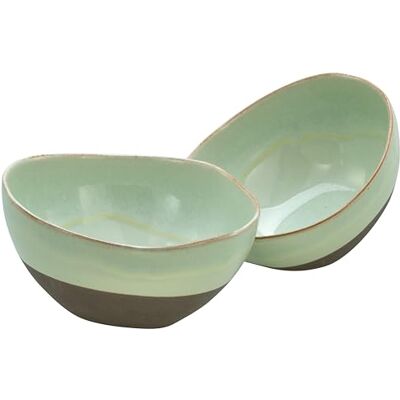 Creatable , , Serie Basalt Bowls, Salbei, 2-teiliges Geschirrset, Poke Bowl Set aus Steinzeug, 900 ml Creatable , , Serie Basalt Bowls, Salbei, 2-teiliges Geschirrset, Poke Bowl Set aus Steinzeug, 900 ml