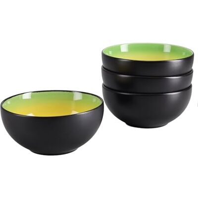 Creatable , , serie Hot Green, set di stoviglie per 4 persone, Buddha Bowl in gres lavabile in lavastoviglie e adatto al microonde, produzione di qualità Creatable , , serie Hot Green, set di stoviglie per 4 persone, Buddha Bowl in gres lavabile in lavastoviglie e adatto al microonde, produzione di qualità