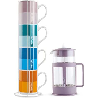 Egan Set 4 Mug Impil. con Metalrack Pantone Linear + French Press Viola 1000 ML Egan Set 4 Mug Impil. con Metalrack Pantone Linear + French Press Viola 1000 ML
