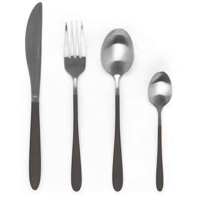 Salter Pearlise Set di 16 posate in acciaio inossidabile, servizio di posate per 4 persone, finitura a specchio, design moderno, con coltello, forchetta, cucchiaio, cucchiaino, Nero/Argento Salter Pearlise Set di 16 posate in acciaio inossidabile, servizio di posate per 4 persone, finitura a specchio, design moderno, con coltello, forchetta, cucchiaio, cucchiaino, Nero/Argento