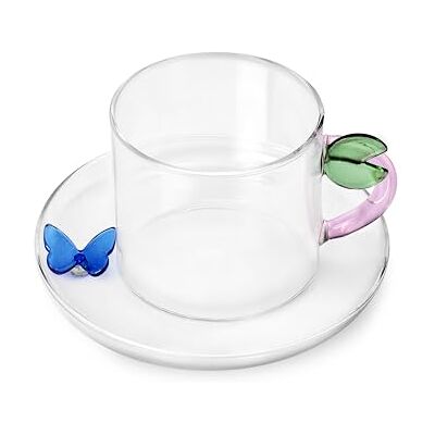 Tazza da tè e piattino Ichendorf Milano con farfalla - Frutta & Fiori Tazza da tè e piattino Ichendorf Milano con farfalla - Frutta & Fiori