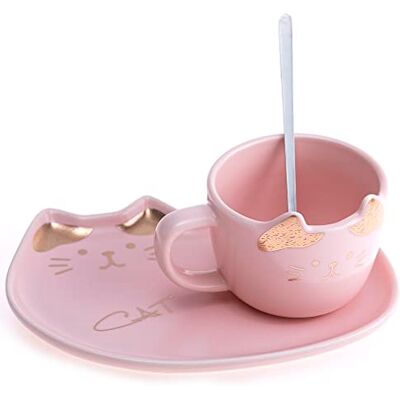 lachineuse Tazza gatto Design Kawaii Supporto gatto e cucchiaio Rosa e oro Portafortuna del Giappone Cultura Nipponne Decorazione giapponese Idea regalo Giappone Asia lachineuse Tazza gatto Design Kawaii Supporto gatto e cucchiaio Rosa e oro Portafortuna del Giappone Cultura Nipponne Decorazione giapponese Idea regalo Giappone Asia