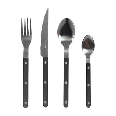 H&H Servizio 24 Posate Tavola Invictus in Acciaio Inox, Manico in Plastica Nera – 6 Cucchiai, 6 Forchette, 6 Coltelli, 6 Cucchiaini – Lavabili in Lavastoviglie H&H Servizio 24 Posate Tavola Invictus in Acciaio Inox, Manico in Plastica Nera – 6 Cucchiai, 6 Forchette, 6 Coltelli, 6 Cucchiaini – Lavabili in Lavastoviglie