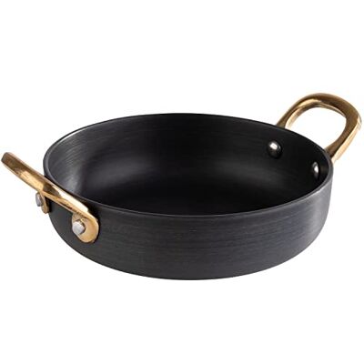 APS Vasino in alluminio, manici in ottone, diametro 13,5 cm, 0,3 litri, colore: Nero APS Vasino in alluminio, manici in ottone, diametro 13,5 cm, 0,3 litri, colore: Nero