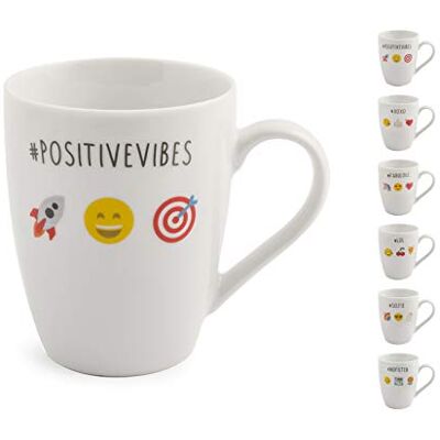 Home Hashtag Set 6 Mug, Porcellana, cc360, decori assortiti Home Hashtag Set 6 Mug, Porcellana, cc360, decori assortiti
