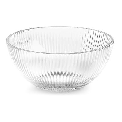 H&H Bowl Epoque in Vetro Trasparente Rigato, Diametro 22,5cm, Elegante e Versatile, Idonea al Lavaggio in Lavastoviglie H&H Bowl Epoque in Vetro Trasparente Rigato, Diametro 22,5cm, Elegante e Versatile, Idonea al Lavaggio in Lavastoviglie