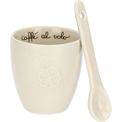 THUN , Caffeino Margherita con Cucchiaino in Porcellana, Ø 3.5 cm, 6.5 cm h, 110 cc, Cucchiaino 10 cm THUN , Caffeino Margherita con Cucchiaino in Porcellana, Ø 3.5 cm, 6.5 cm h, 110 cc, Cucchiaino 10 cm