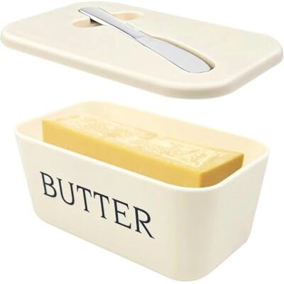 Crynvor Porta Burro da Frigorifero, Kitchen Portaburro da Frigo In Plastica Burriera Contenitore con Coperchio + Coltello Da Burro, per Mettere Burro Formaggio Insalata di Frutta, Bianco Crynvor Porta Burro da Frigorifero, Kitchen Portaburro da Frigo In Plastica Burriera Contenitore con Coperchio + Coltello Da Burro, per Mettere Burro Formaggio Insalata di Frutta, Bianco