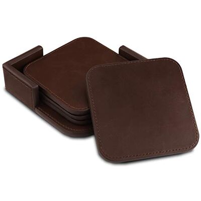 Londo Sottobicchieri in Pelle (Set da 4) – Sottobicchieri Premium per Tazze da Caffè, Bicchieri – Superficie Antiscivolo Londo Sottobicchieri in Pelle (Set da 4) – Sottobicchieri Premium per Tazze da Caffè, Bicchieri – Superficie Antiscivolo