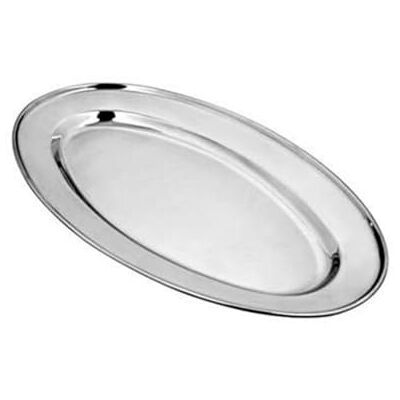 DRW Vassoio ovale in acciaio inox 6 pezzi 45 cm DRW Vassoio ovale in acciaio inox 6 pezzi 45 cm