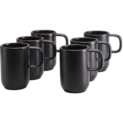 Creatable Serie Uno Black Set di 6 tazze da caffè per 6 persone in gres 30 cl lavabile in lavastoviglie e microonde Made in Portogallo Creatable Serie Uno Black Set di 6 tazze da caffè per 6 persone in gres 30 cl lavabile in lavastoviglie e microonde Made in Portogallo
