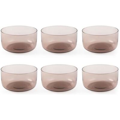 H&H , Set 6 Ciotoline, collezione Nova, in vetro, colore vinaccia, lavabili in lavastoviglie, 74 cl H&H , Set 6 Ciotoline, collezione Nova, in vetro, colore vinaccia, lavabili in lavastoviglie, 74 cl