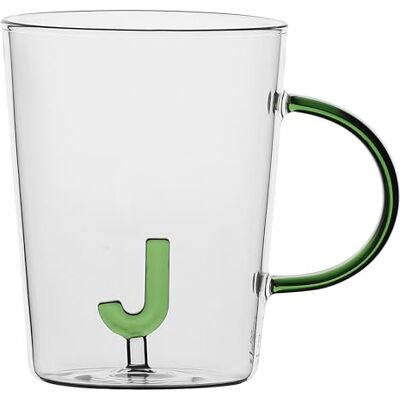 LA PORCELLANA BIANCA Tazza Lettera J in vetro borosilicato, capacità 400 cc, collezione Allalettera LA PORCELLANA BIANCA Tazza Lettera J in vetro borosilicato, capacità 400 cc, collezione Allalettera
