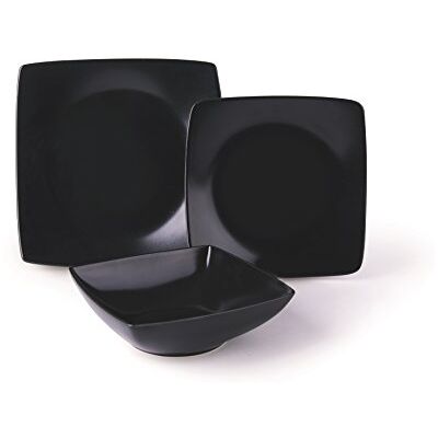 Excelsa Eclipse Servizio di Piatti 18 Pezi, Ceramica, Nero Excelsa Eclipse Servizio di Piatti 18 Pezi, Ceramica, Nero