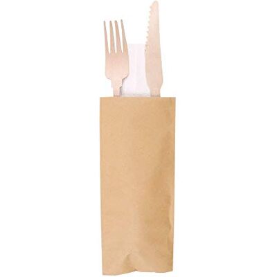 Garcia de Pou 100 pezzi Set forchetta + coltello + tovagliolo 'Classic' 20 cm naturale legno Garcia de Pou 100 pezzi Set forchetta + coltello + tovagliolo 'Classic' 20 cm naturale legno