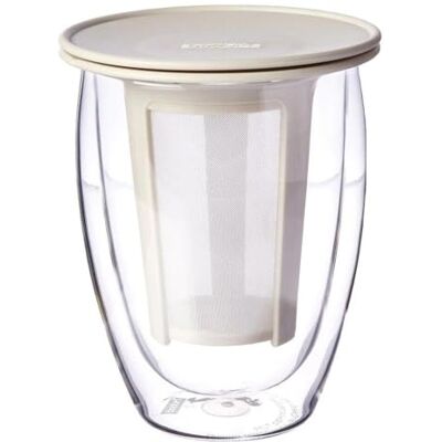 Bodum Set "Tea For One" in vetro con filtro in nylon, capacità 0,35 L, colore: Bianco crema Bodum Set "Tea For One" in vetro con filtro in nylon, capacità 0,35 L, colore: Bianco crema