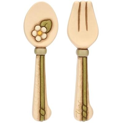 THUN Set cucchiaio e forchetta da parete ceramica Collezione Country Bloom "CUCCHIAIO 4,4x1,5x15,2 FORCHETTA 4,1x1,6x15,2 THUN Set cucchiaio e forchetta da parete ceramica Collezione Country Bloom "CUCCHIAIO 4,4x1,5x15,2 FORCHETTA 4,1x1,6x15,2