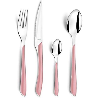 Amefa Servizio di posate da 24 posti per 6 persone Eclat Pastel Acciaio 18/0 Finitura Brillante Rosa Amefa Servizio di posate da 24 posti per 6 persone Eclat Pastel Acciaio 18/0 Finitura Brillante Rosa