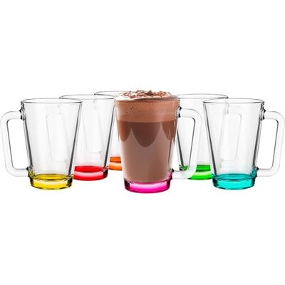 Glasmark KROSNO 1992 Glasmark Set di bicchieri, bicchieri in vetro con manico, orecchie colorate, bicchiere, tazza in vetro con corna, lavabile in lavastoviglie, set da 6, 250 ml Glasmark KROSNO 1992 Glasmark Set di bicchieri, bicchieri in vetro con manico, orecchie colorate, bicchiere, tazza in vetro con corna, lavabile in lavastoviglie, set da 6, 250 ml
