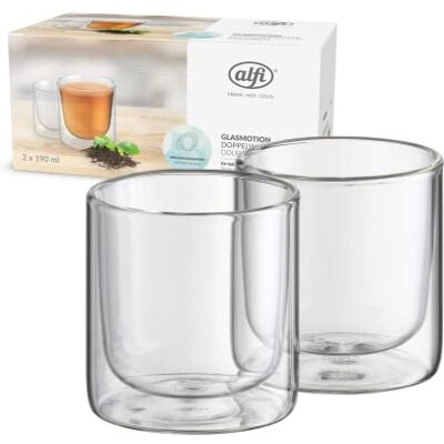 Alfi GLASMOTION 200ml, bicchiere termico borosilicato, 2 pz., bicchieri da caffè termoresistenti, bicchieri da tè, bicchieri da caffè a doppia parete, bicchiere doppia parete con effetto ombra Alfi GLASMOTION 200ml, bicchiere termico borosilicato, 2 pz., bicchieri da caffè termoresistenti, bicchieri da tè, bicchieri da caffè a doppia parete, bicchiere doppia parete con effetto ombra