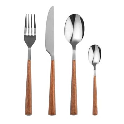 H&H Servizio 24 Posate Tavola Arbor in Acciaio Inox, Manico in ABS Effetto Legno – 6 Cucchiai, 6 Forchette, 6 Coltelli, 6 Cucchiaini – Lavabili in Lavastoviglie H&H Servizio 24 Posate Tavola Arbor in Acciaio Inox, Manico in ABS Effetto Legno – 6 Cucchiai, 6 Forchette, 6 Coltelli, 6 Cucchiaini – Lavabili in Lavastoviglie