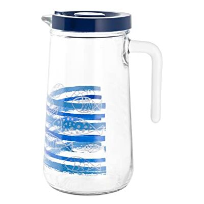 Home Chio Brocca Decoro Pesciolini, Vetro, Blu, 1.1 lt Home Chio Brocca Decoro Pesciolini, Vetro, Blu, 1.1 lt