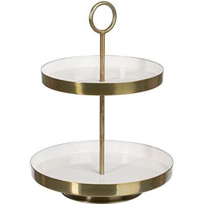 BigBuy Home Vassoio snack 30 x 30 x 40,5 cm oro bianco ferro BigBuy Home Vassoio snack 30 x 30 x 40,5 cm oro bianco ferro