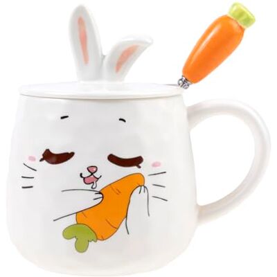 lachineuse Tazza Coniglio Amante Collezione Bunny Coperchio Orecchie di Coniglio e Cucchiaio Carota Porcellana e Metallo 425 ML Caffè, Tè, Cioccolato, Cappuccino Idea Regalo Originale lachineuse Tazza Coniglio Amante Collezione Bunny Coperchio Orecchie di Coniglio e Cucchiaio Carota Porcellana e Metallo 425 ML Caffè, Tè, Cioccolato, Cappuccino Idea Regalo Originale