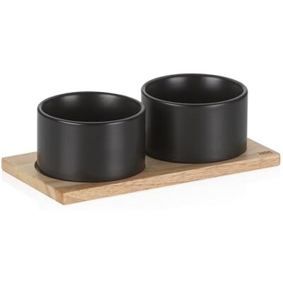 kela Set di ciotoline da portata3 pezzi GUNTEN, ciotoline da snack in ceramica con vassoio da portata, rotonde, set di ciotoline da fonduta nero kela Set di ciotoline da portata3 pezzi GUNTEN, ciotoline da snack in ceramica con vassoio da portata, rotonde, set di ciotoline da fonduta nero
