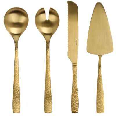 Tognana Pauline, set 4 posate da portata, acciaio inox, oro Tognana Pauline, set 4 posate da portata, acciaio inox, oro