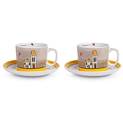 Set di 2 Tazze Colazione Le Casette - Posate Set di 2 Tazze Colazione Le Casette - Posate